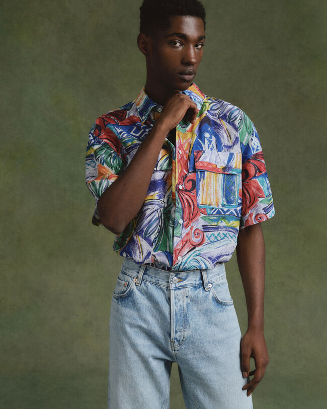 Camisa de seda estampada relaxed fit