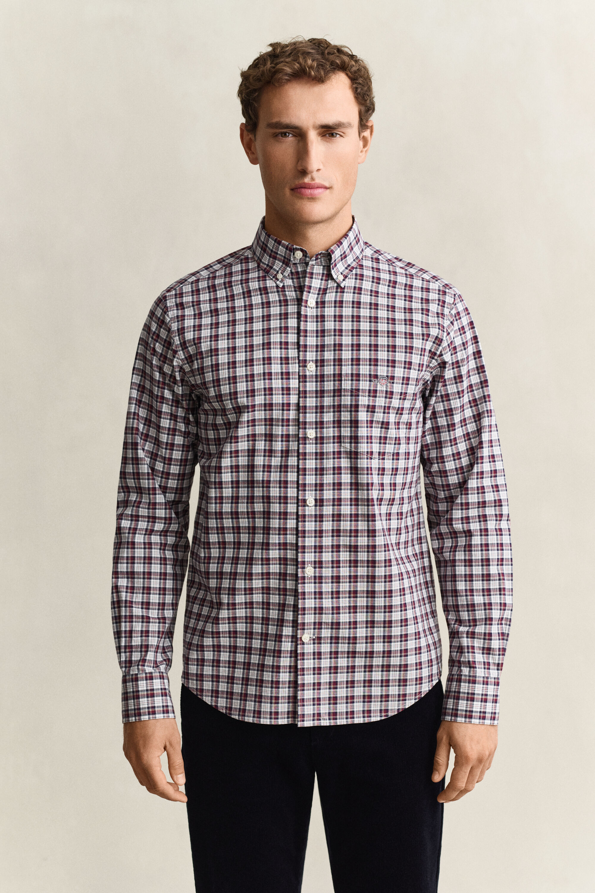 Camisa de popelina com padrão de xadrez