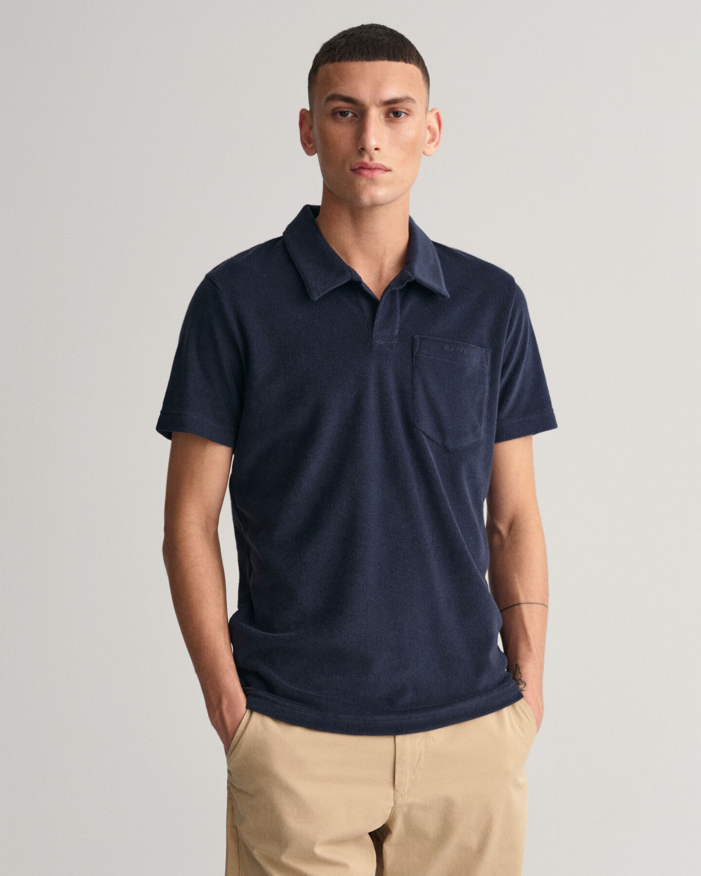 Polo em algodão piqué Terry Cloth