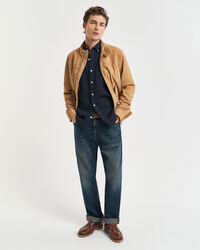 Camisa de linho tingida com manga curta regular fit