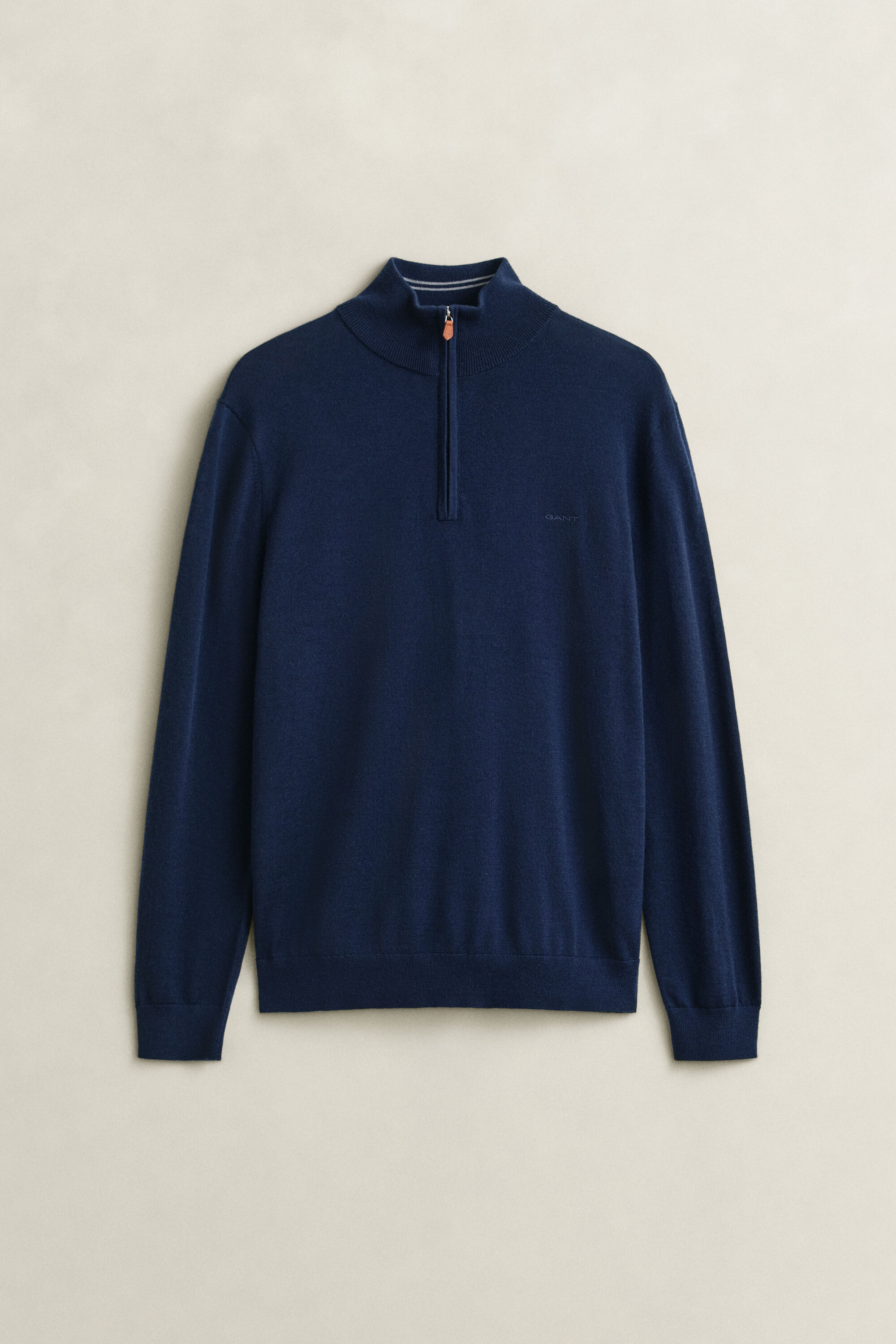 Camisola de malha com meio fecho de correr em lã de merino