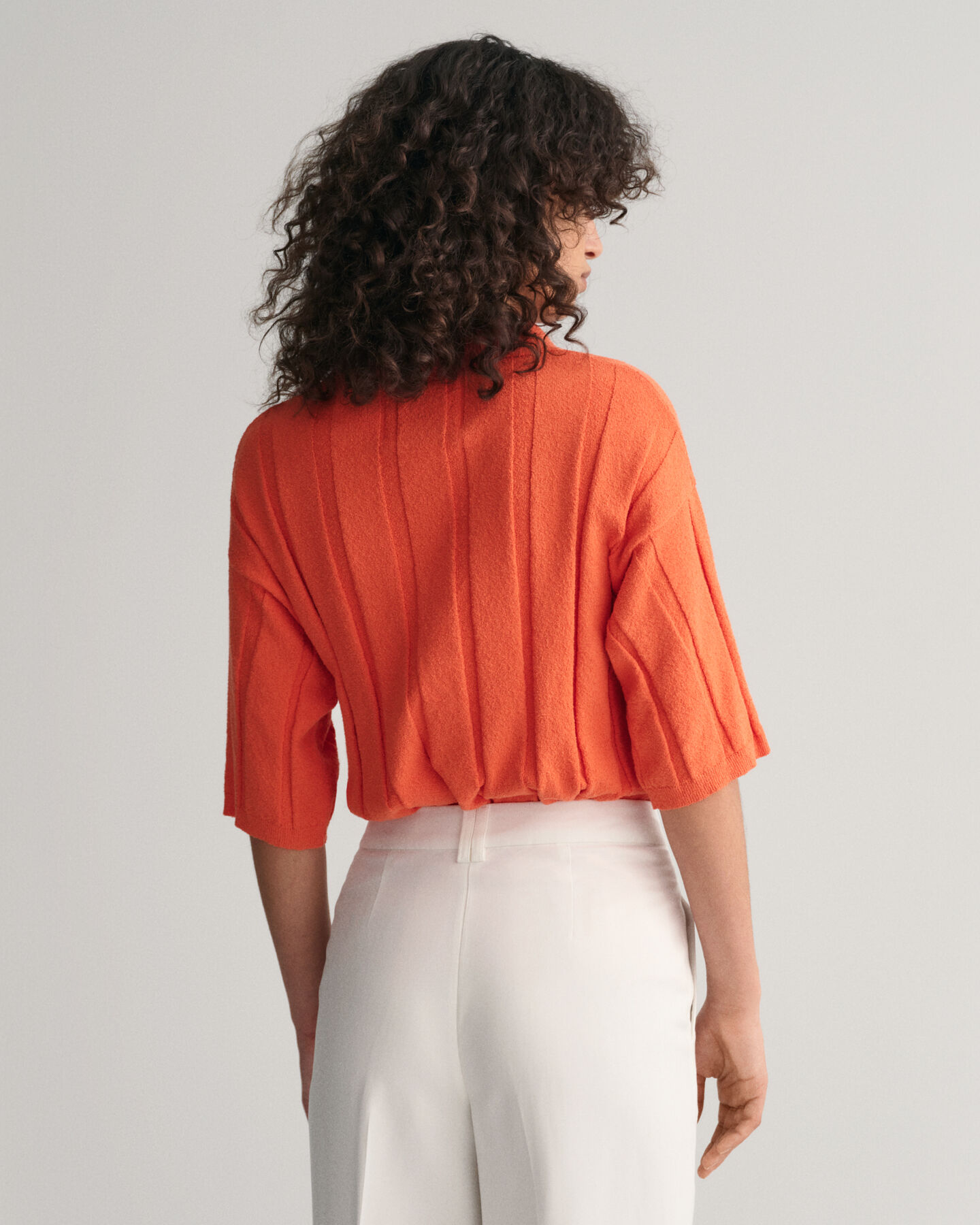 Pulover em malha canelada estilo polo Terry Cloth