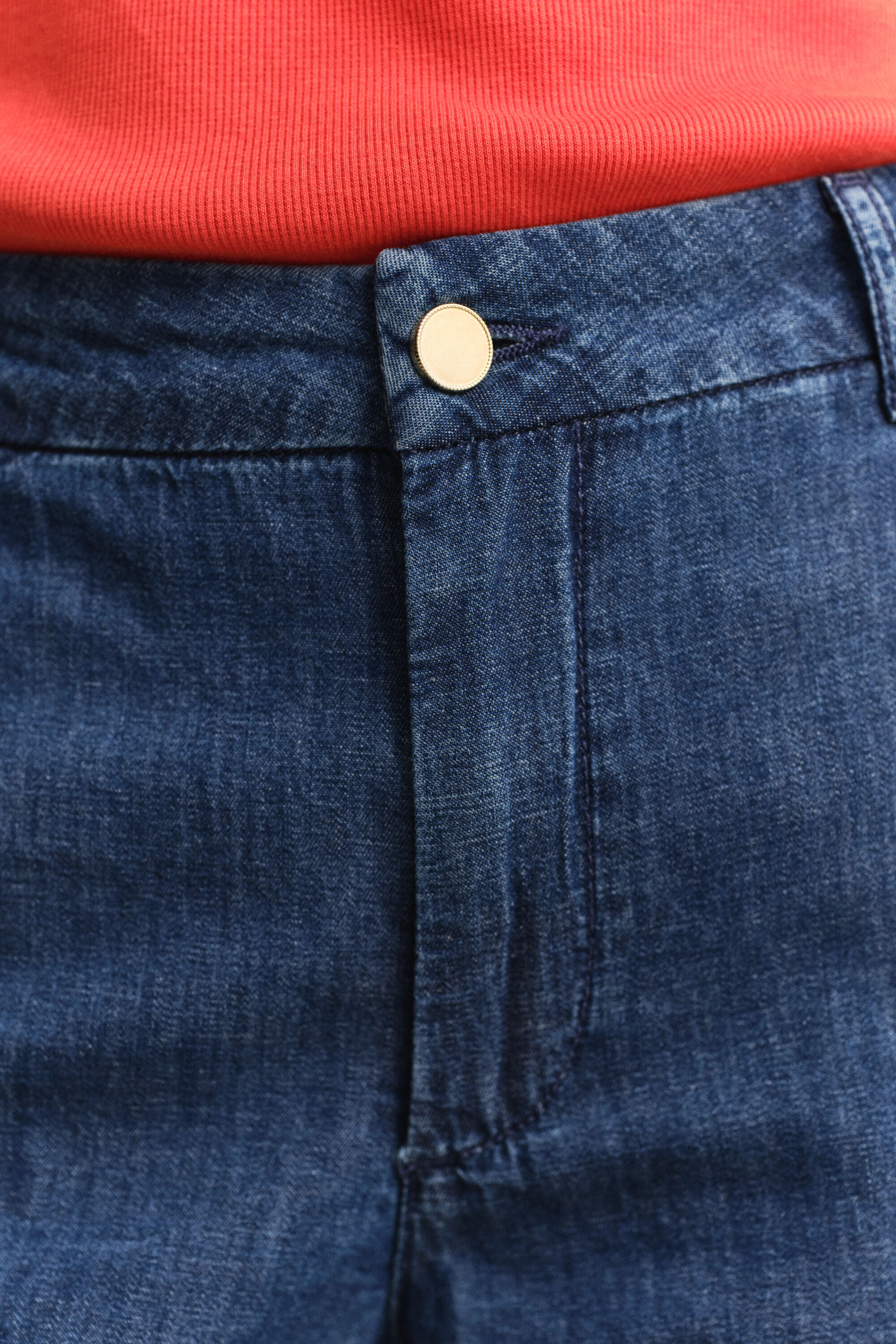 Calças de ganga em linho e algodão