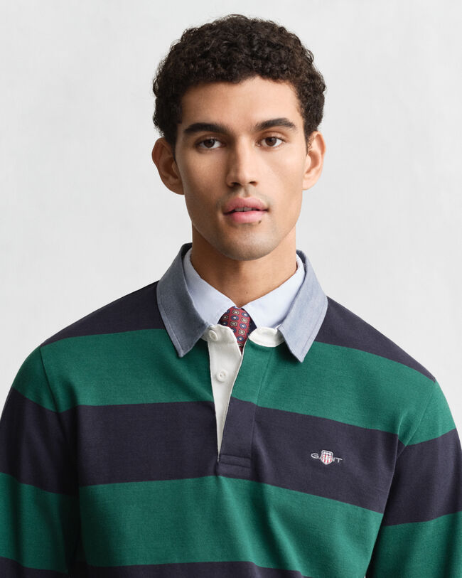 Heavy Rugger às riscas com colarinho em chambray