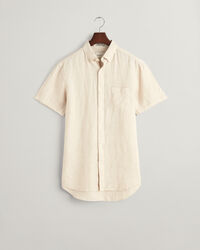 Camisa de linho com manga curta Houndstooth regular fit