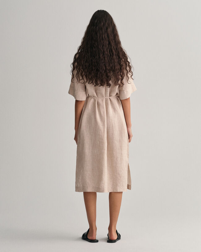 Vestido-camisa de manga curta em linho