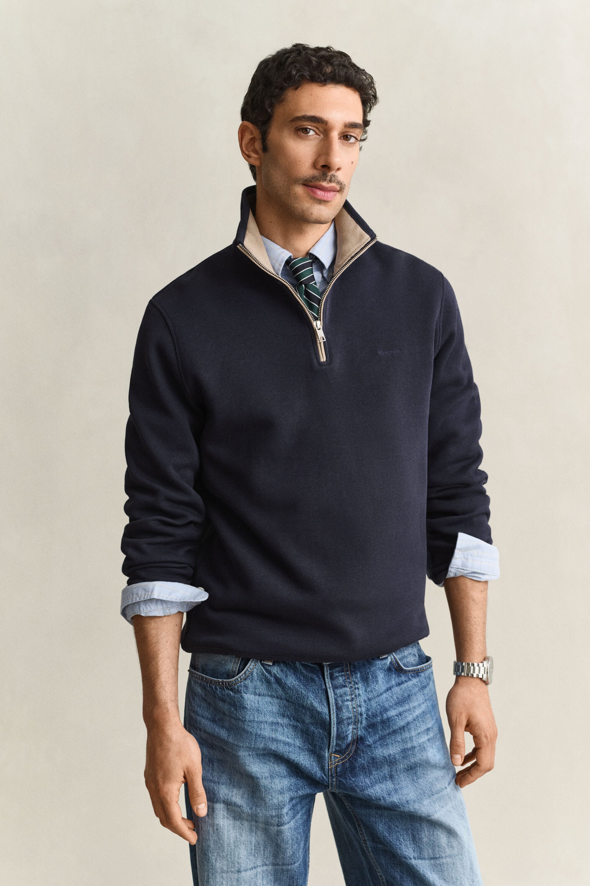 Sweatshirt com meio fecho Sacker Rib