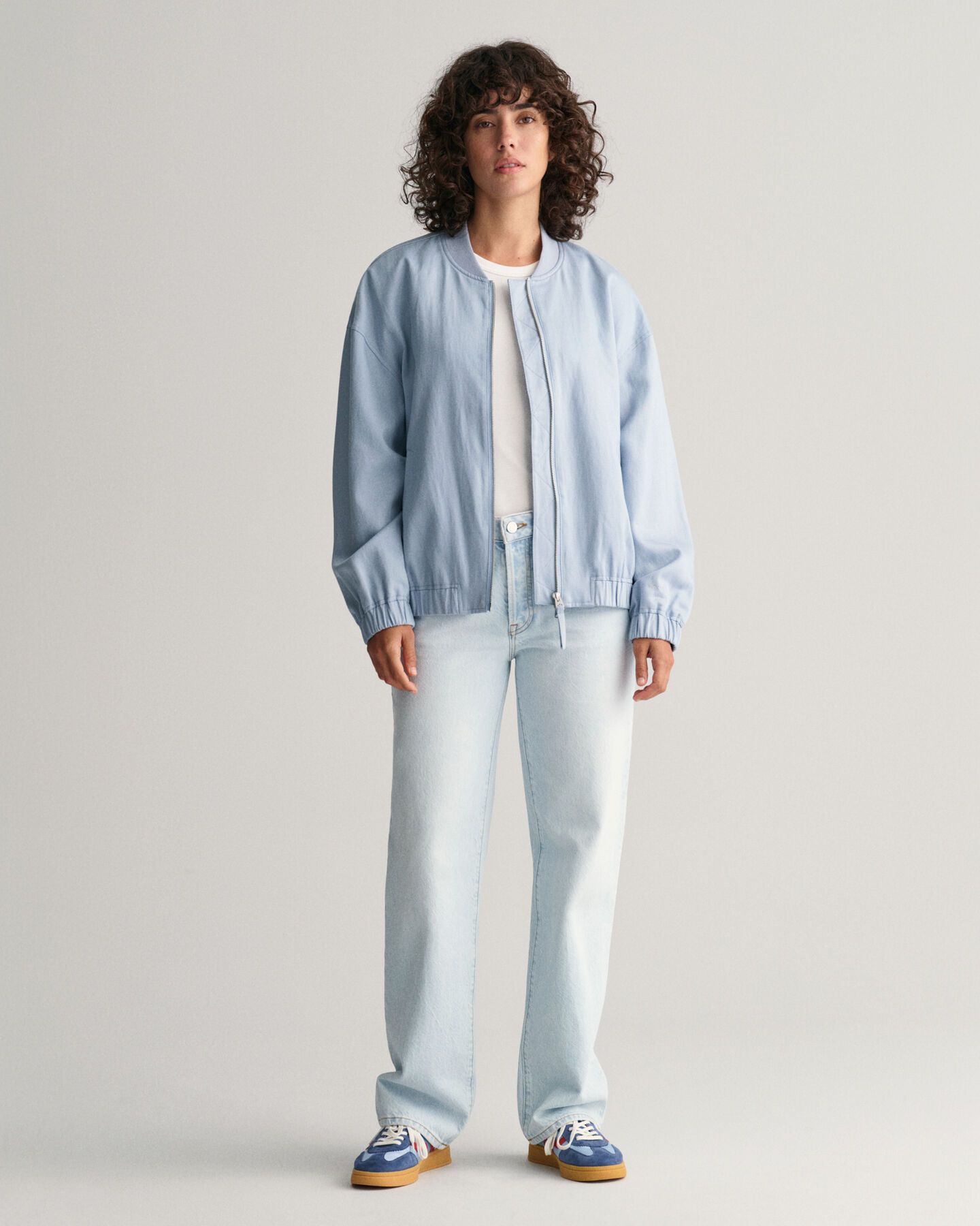 Casaco bomber em mistura de linho