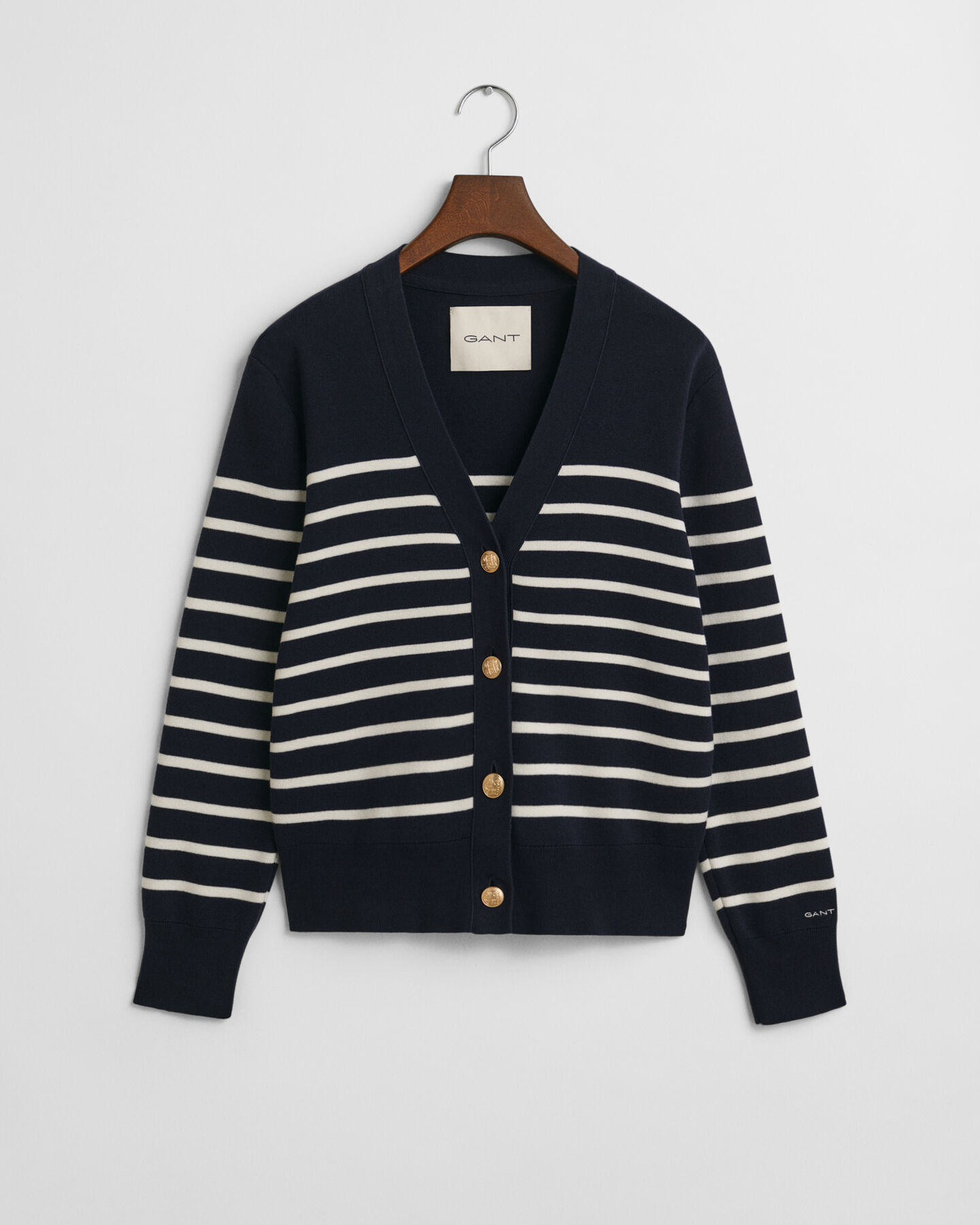 Casaco de malha de algodão às riscas