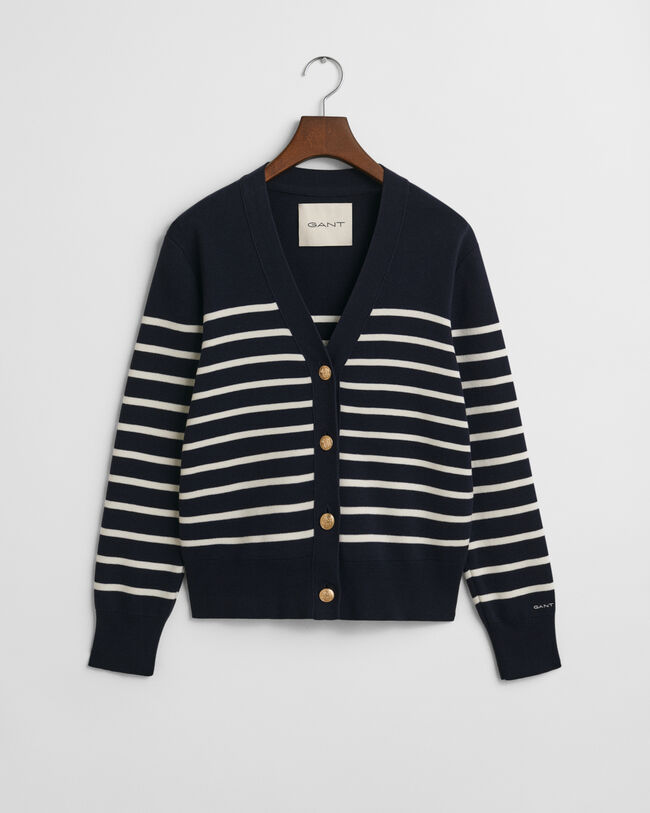 Casaco de malha de algodão às riscas