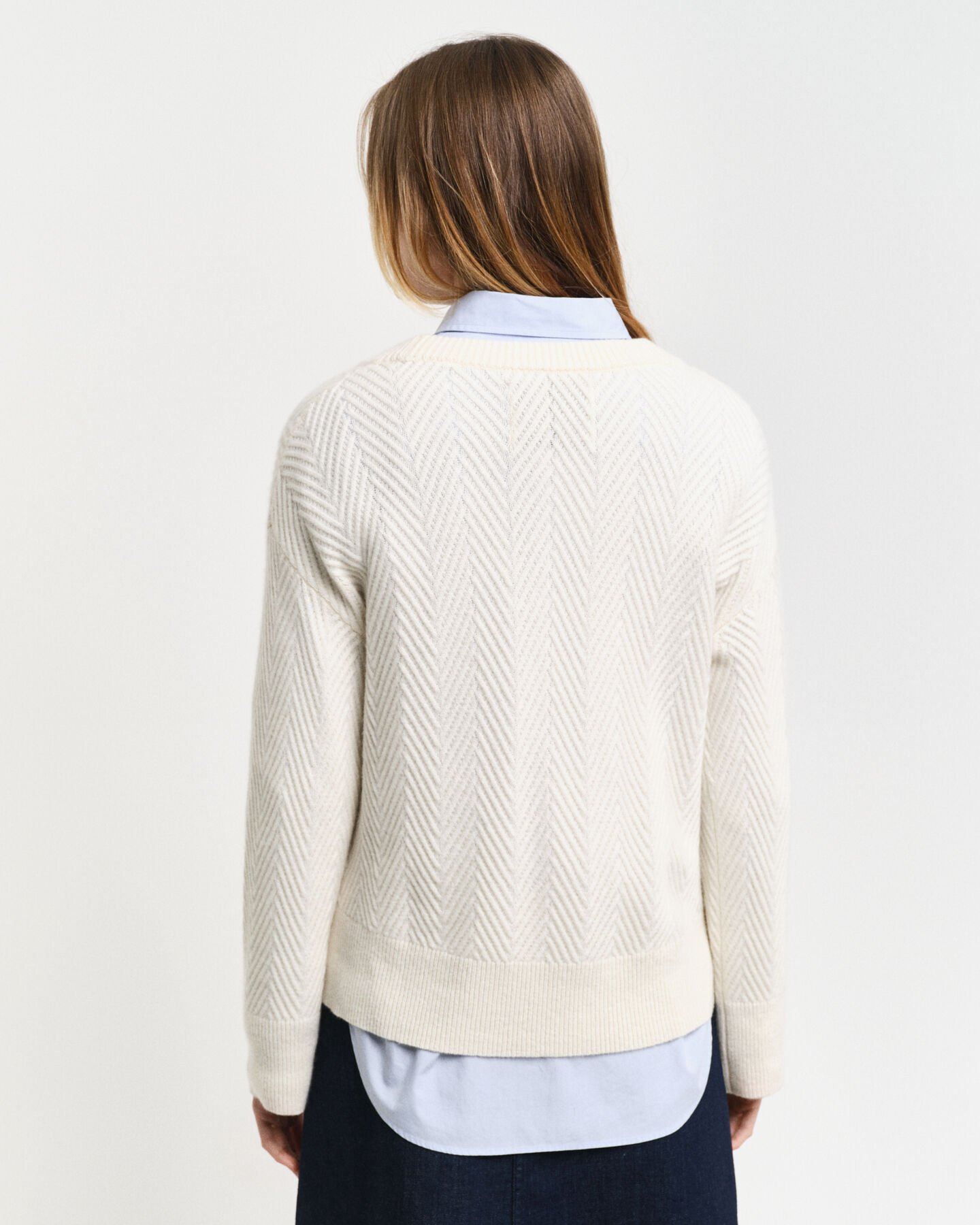 Pullover com decote em V Herringbone
