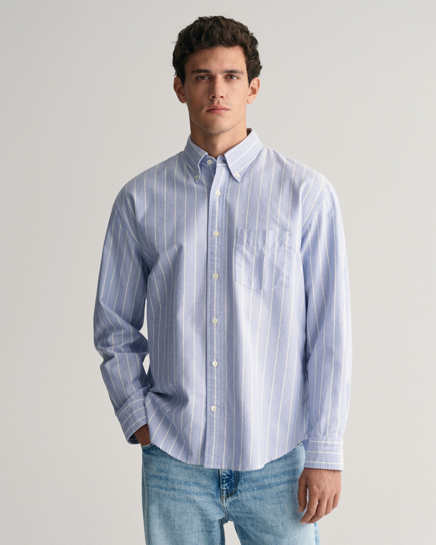 Camisa Oxford Heritage às riscas relaxed fit