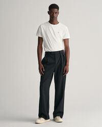 Calças de fato com padrão Pinstripe e pregas