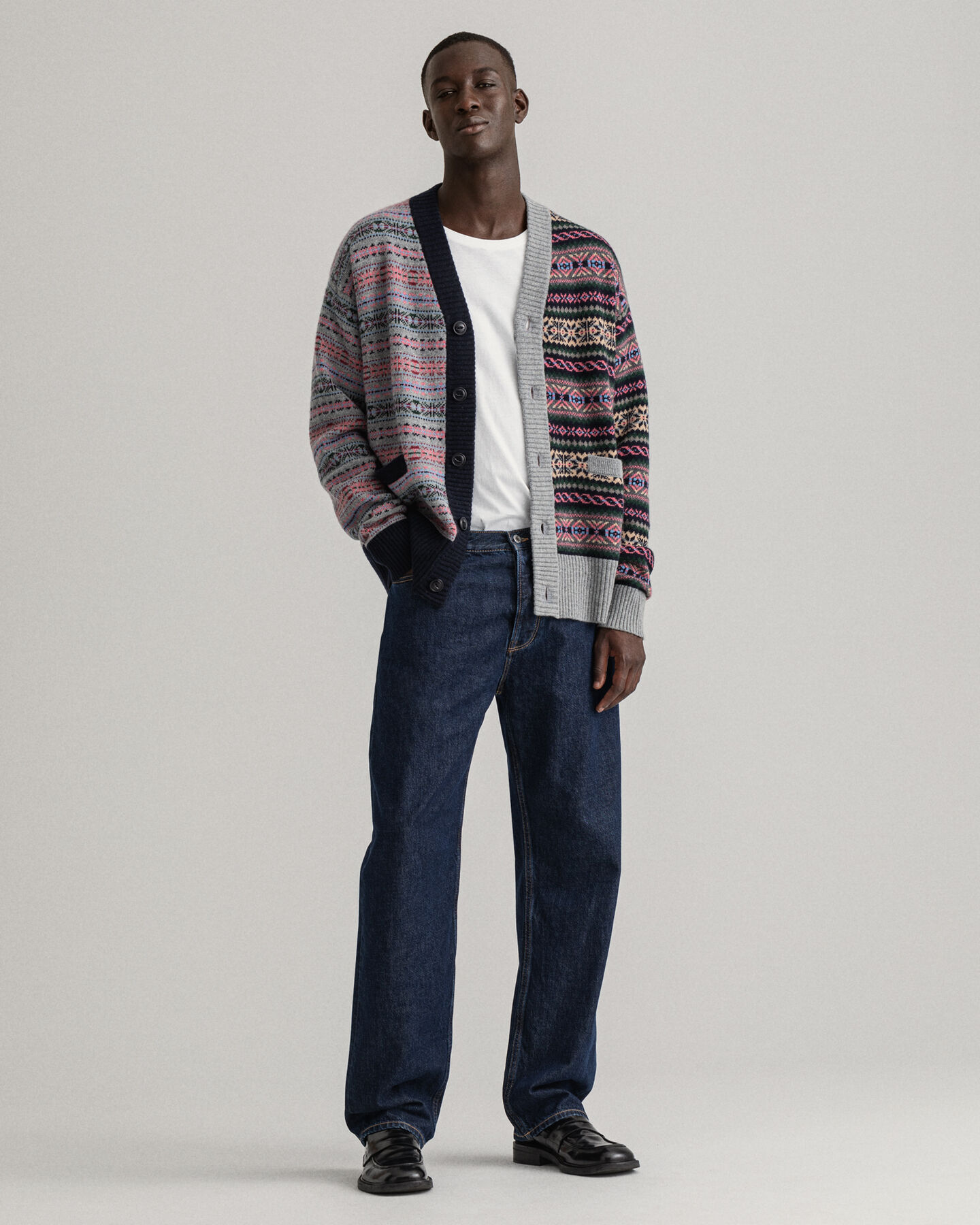 Casaco de malha REMAKE com padrão Fair Isle