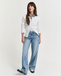 Casaco de malha canelada em algodão com elastano