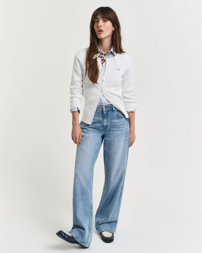 Casaco de malha canelada em algodão com elastano