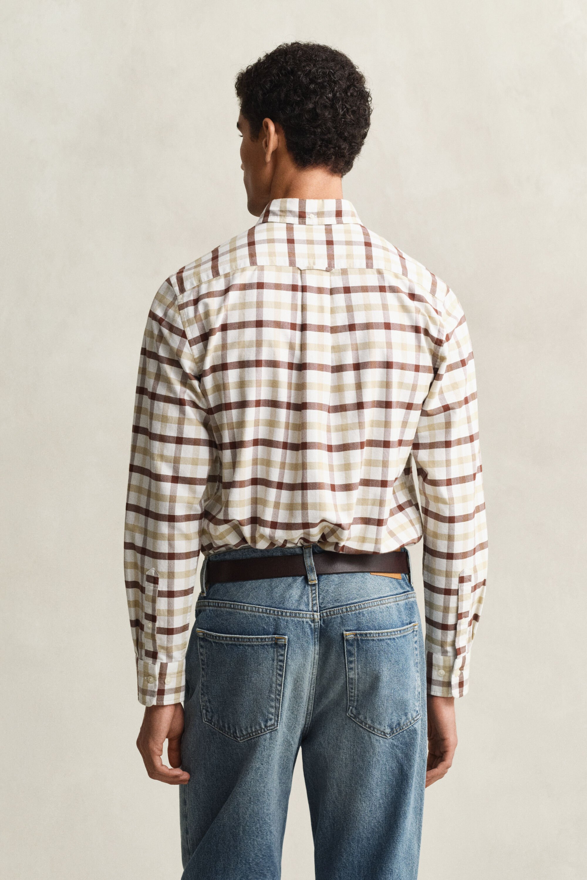 Camisa Oxford com padrão de xadrez corte normal