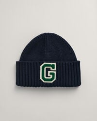 Gorro em malha canelada com emblema G Teens
