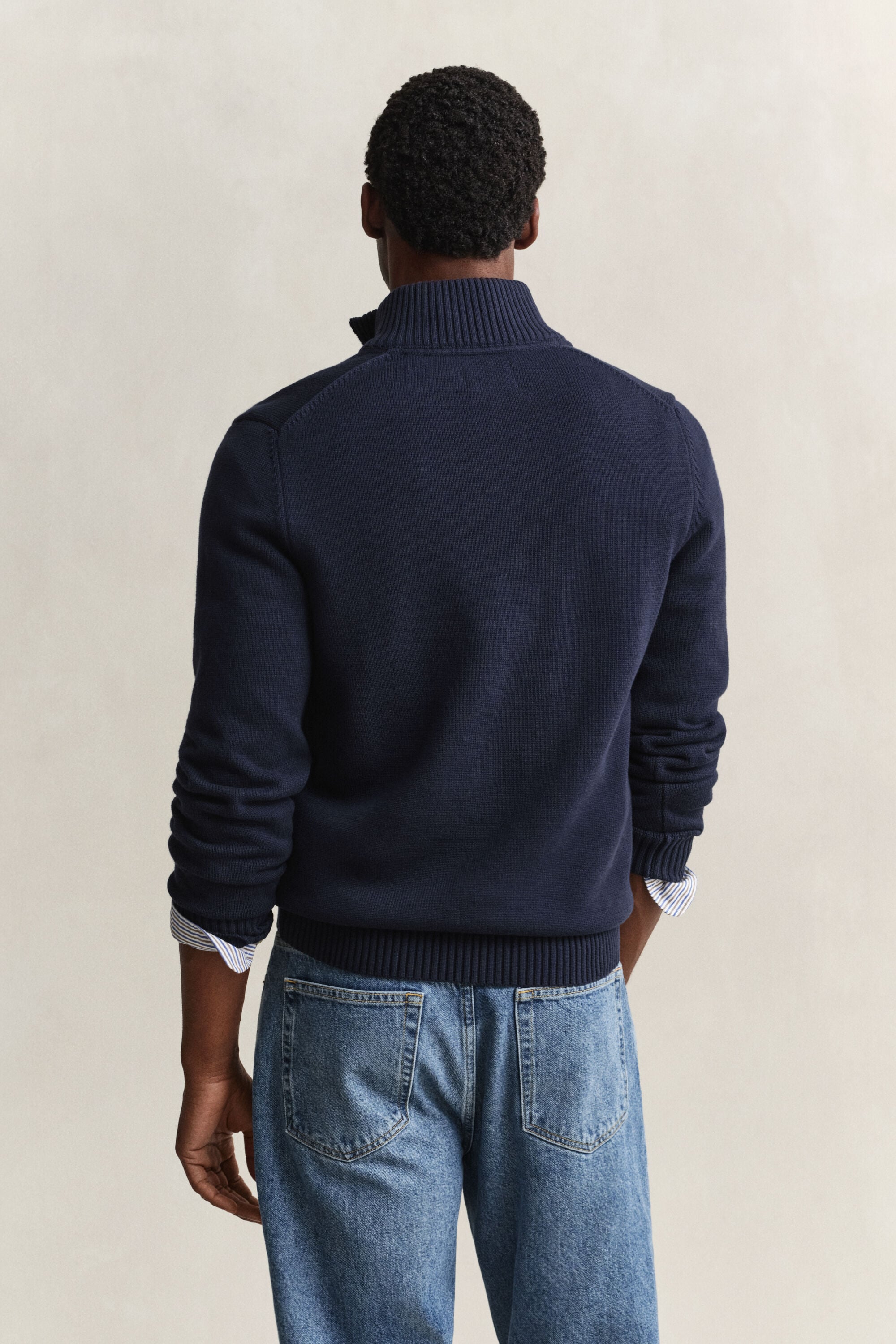 Camisola de malha em algodão com meio fecho Casual