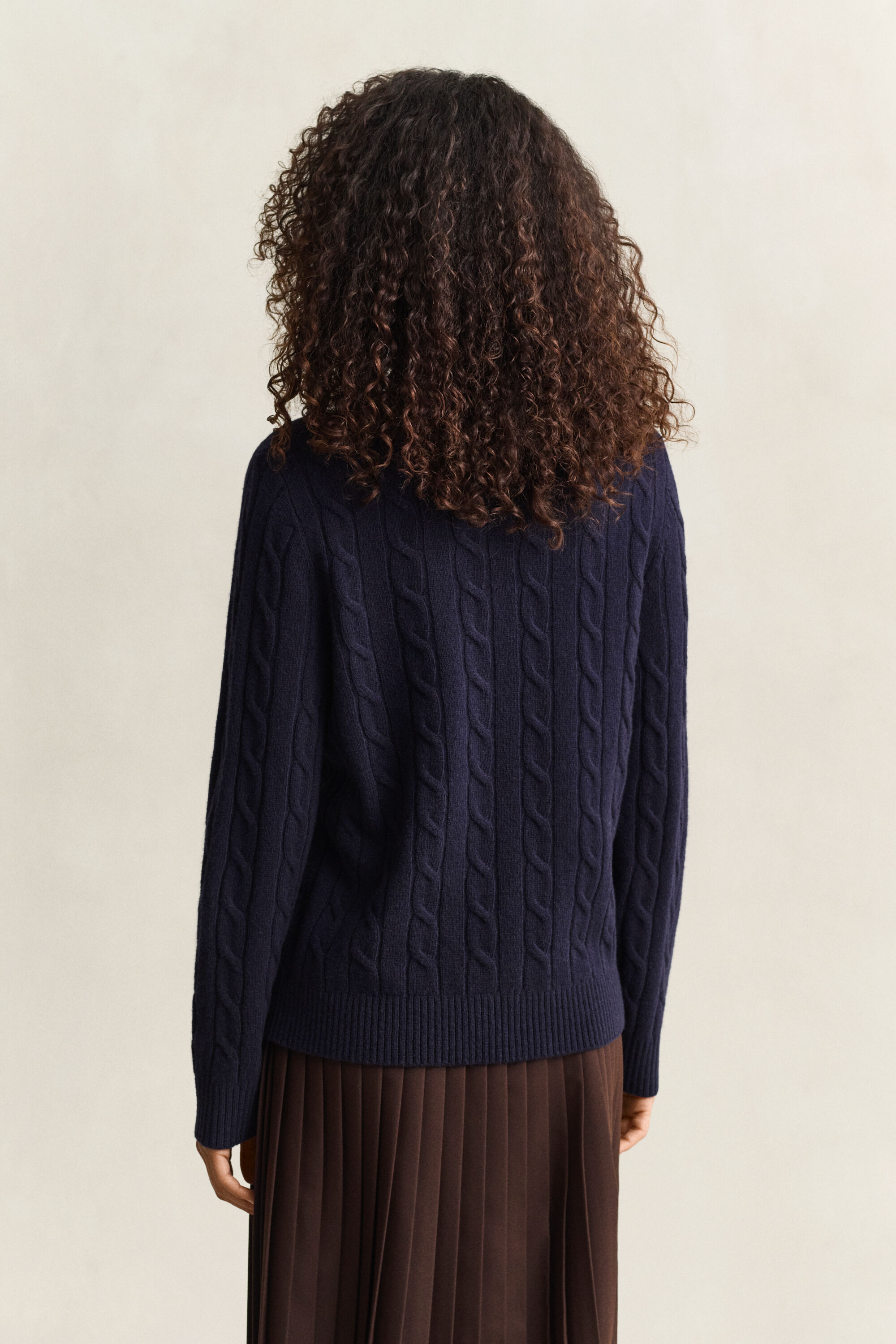 Camisola de malha entrançada em lã