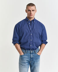 Camisa em popelina com micropadrão de xadrez oversized