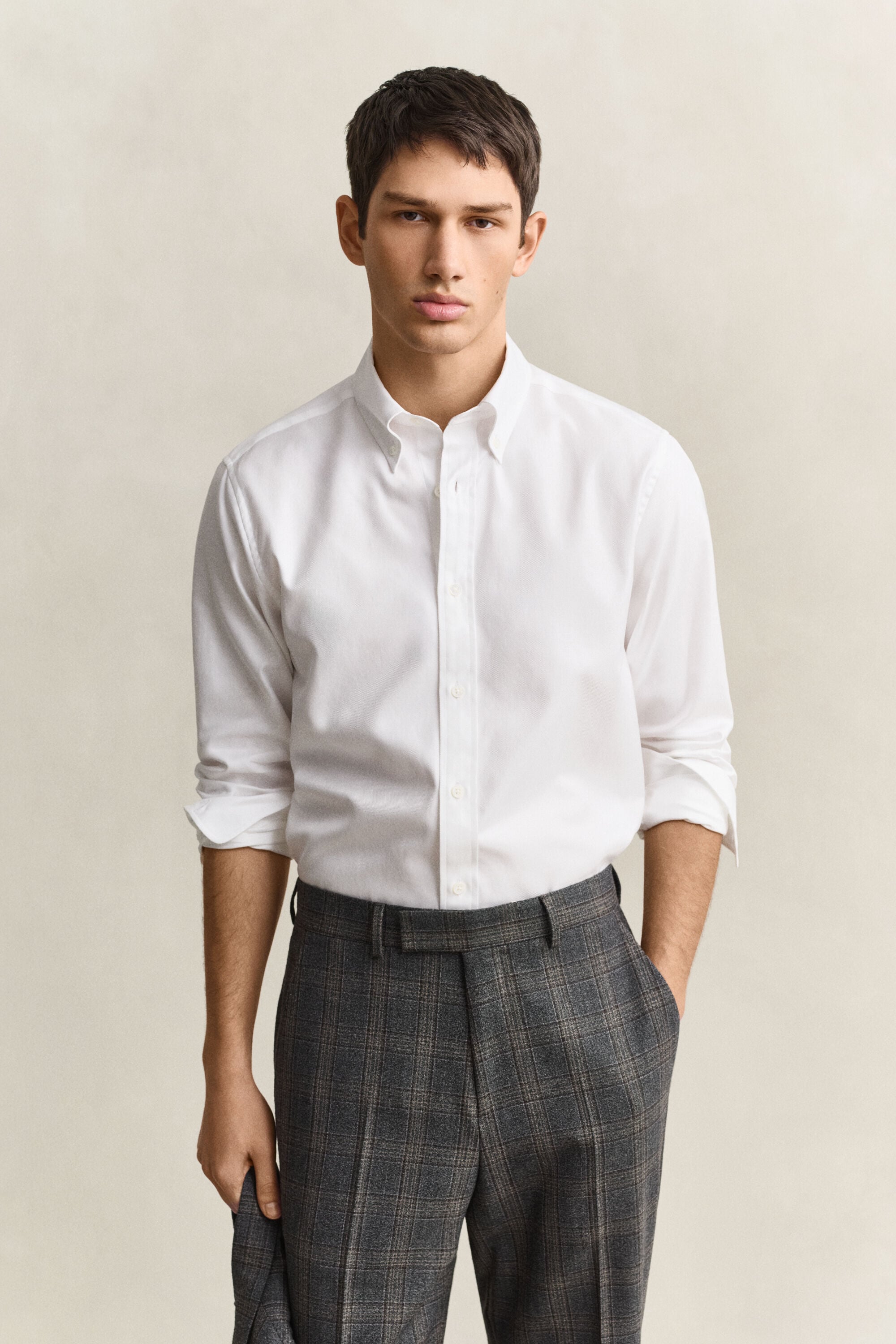 Vestido-camisa em sarja
