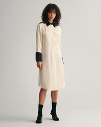 Vestido-camisa com bloco de cor