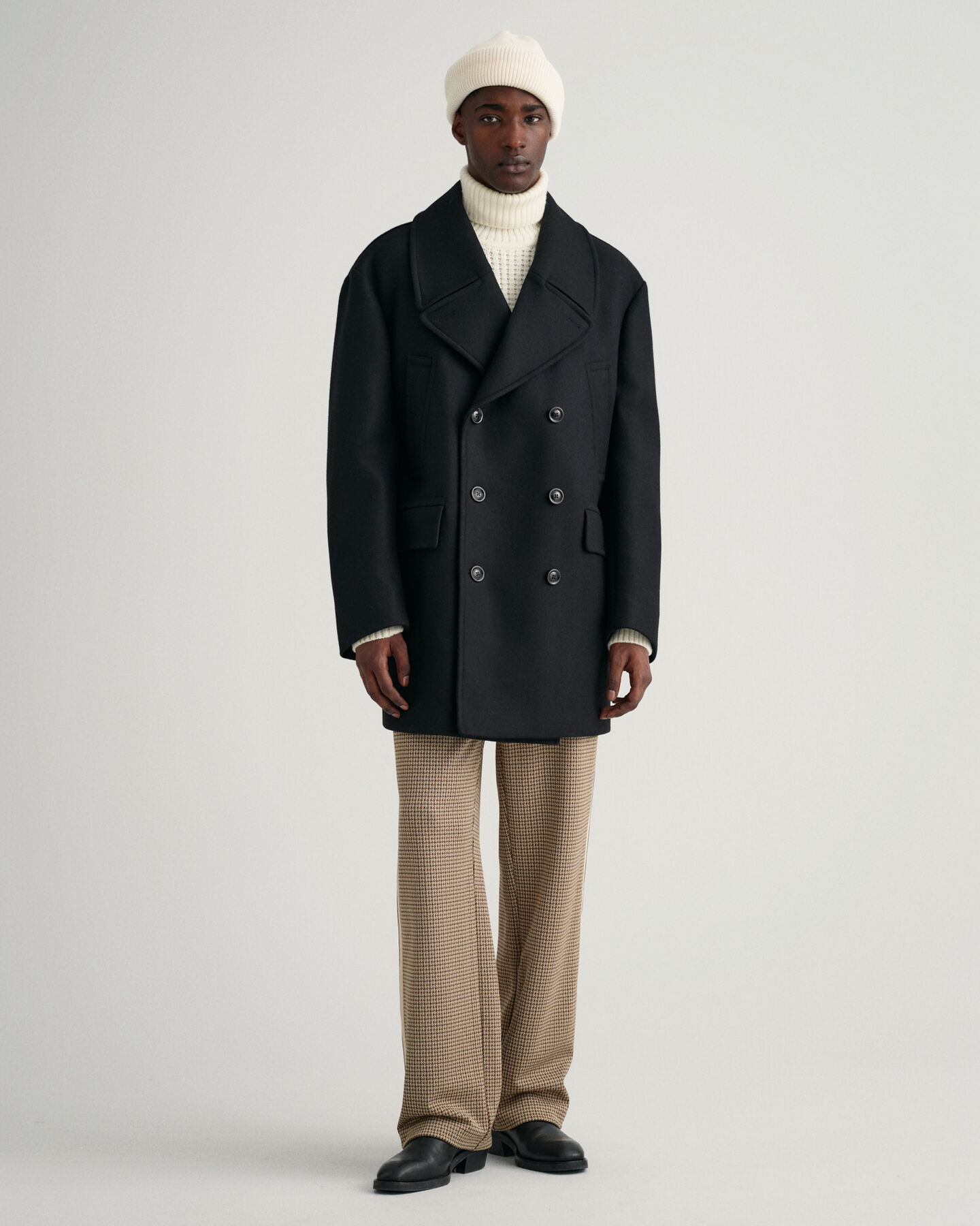 Casaco de marinheiro em lã oversized