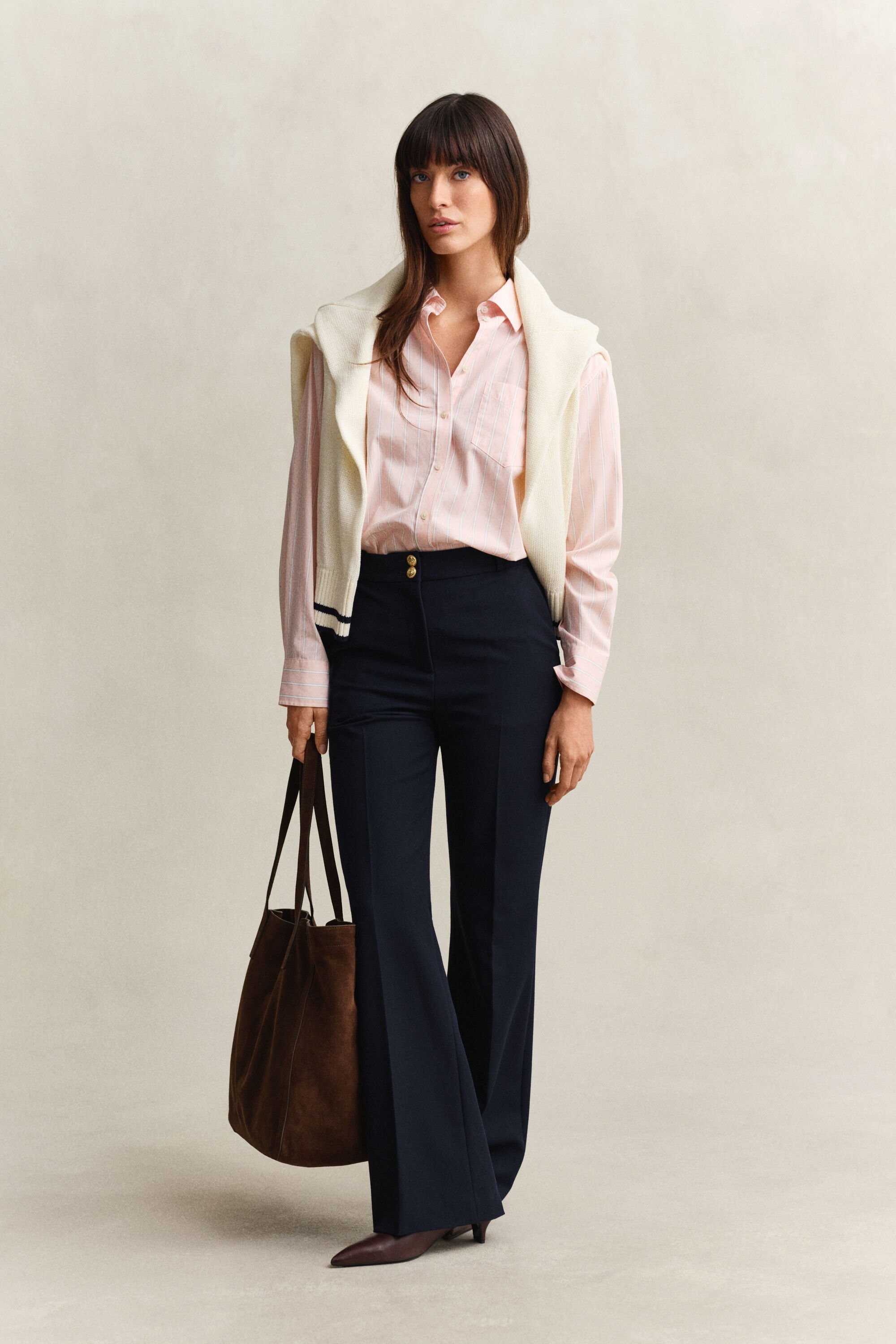 Camisa em popelina às riscas Classic relaxed fit