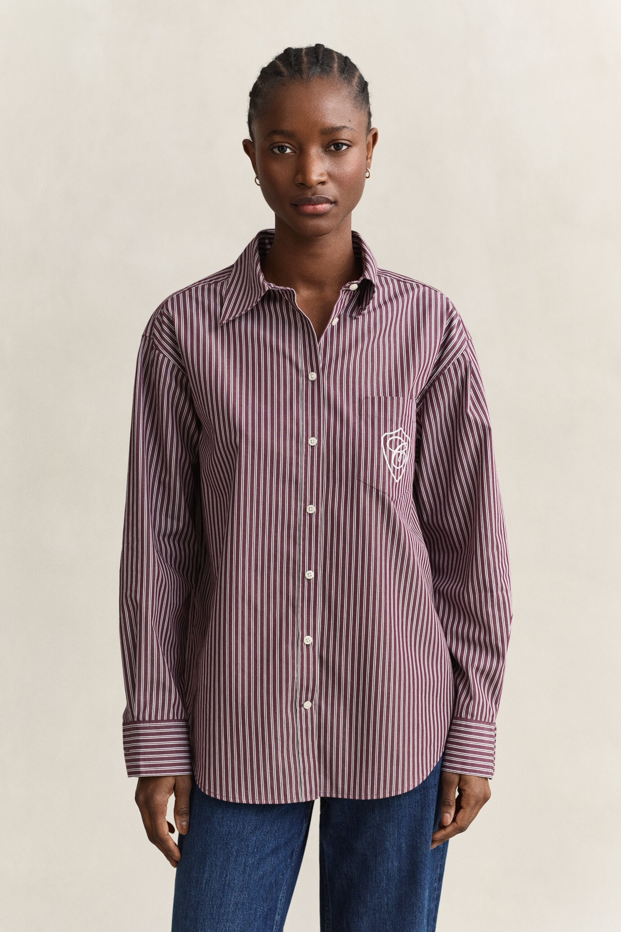 Camisa em popelina às riscas Classic relaxed fit