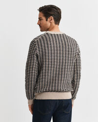 Camisola de malha texturizada bicolor com decote redondo