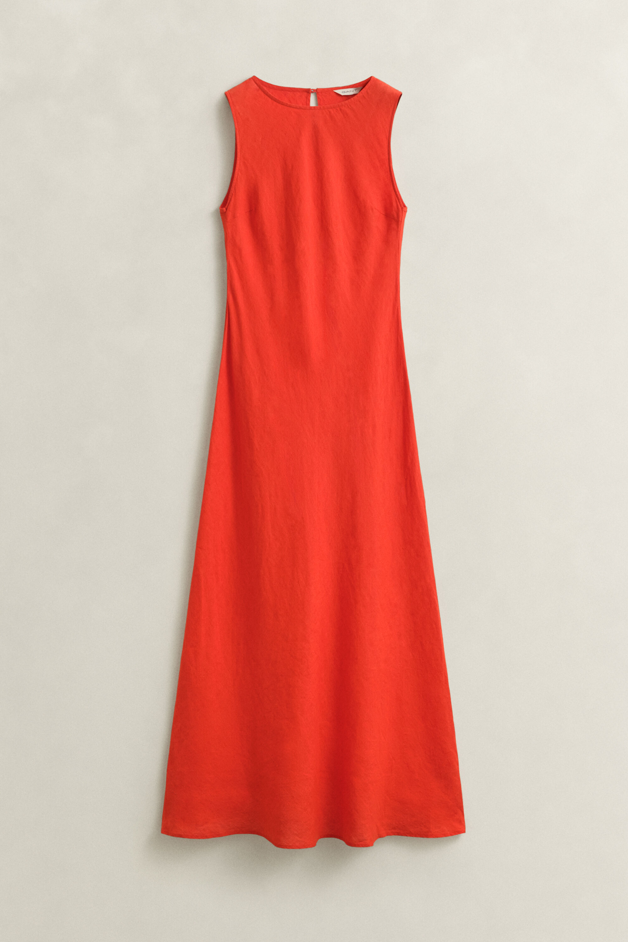 Vestido médio em linho com corte enviesado