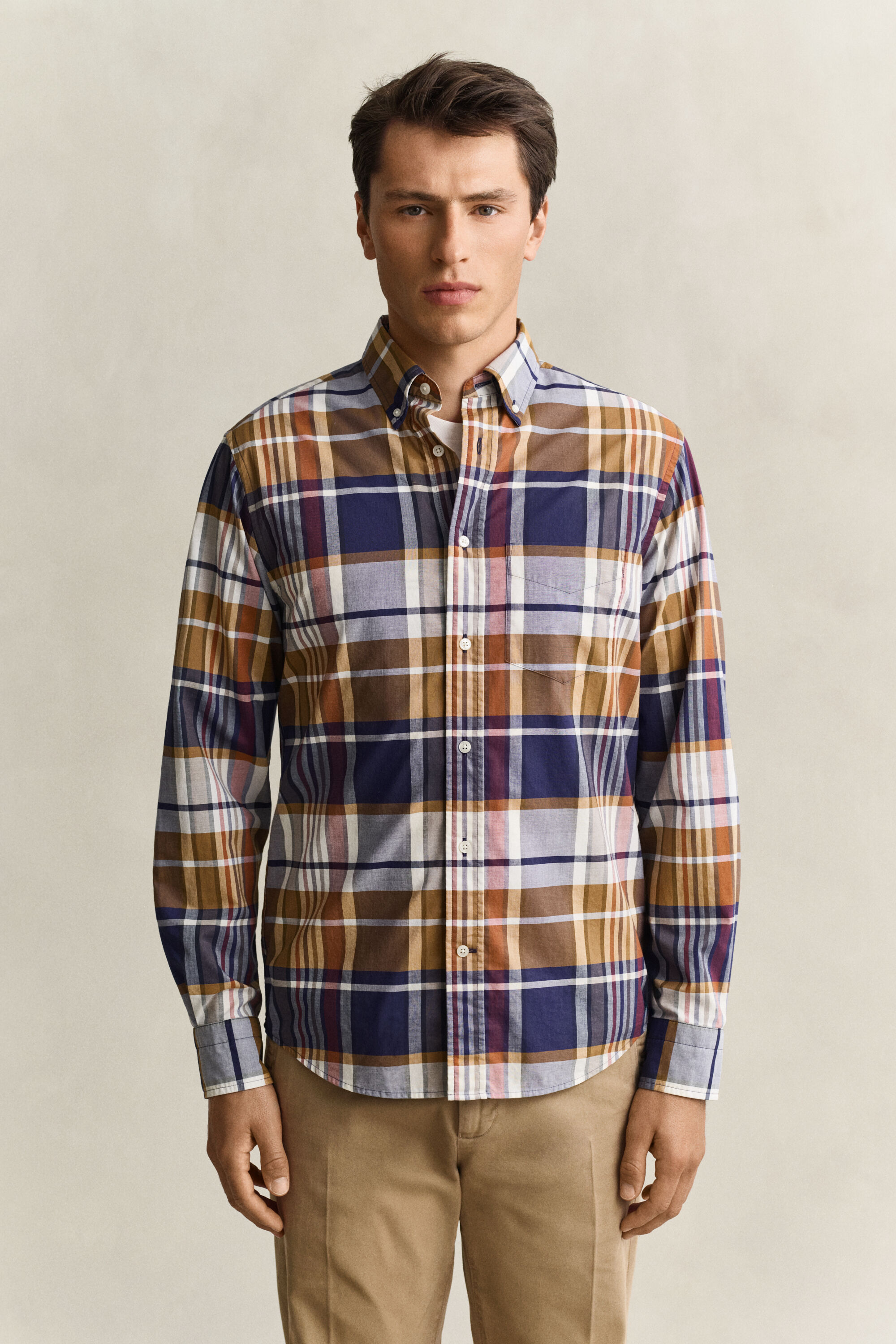 Camisa de popelina com padrão de xadrez Gant x Yale