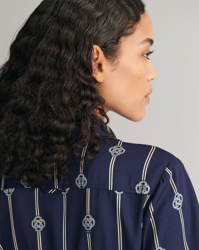 Vestido-camisa de manga curta estampado