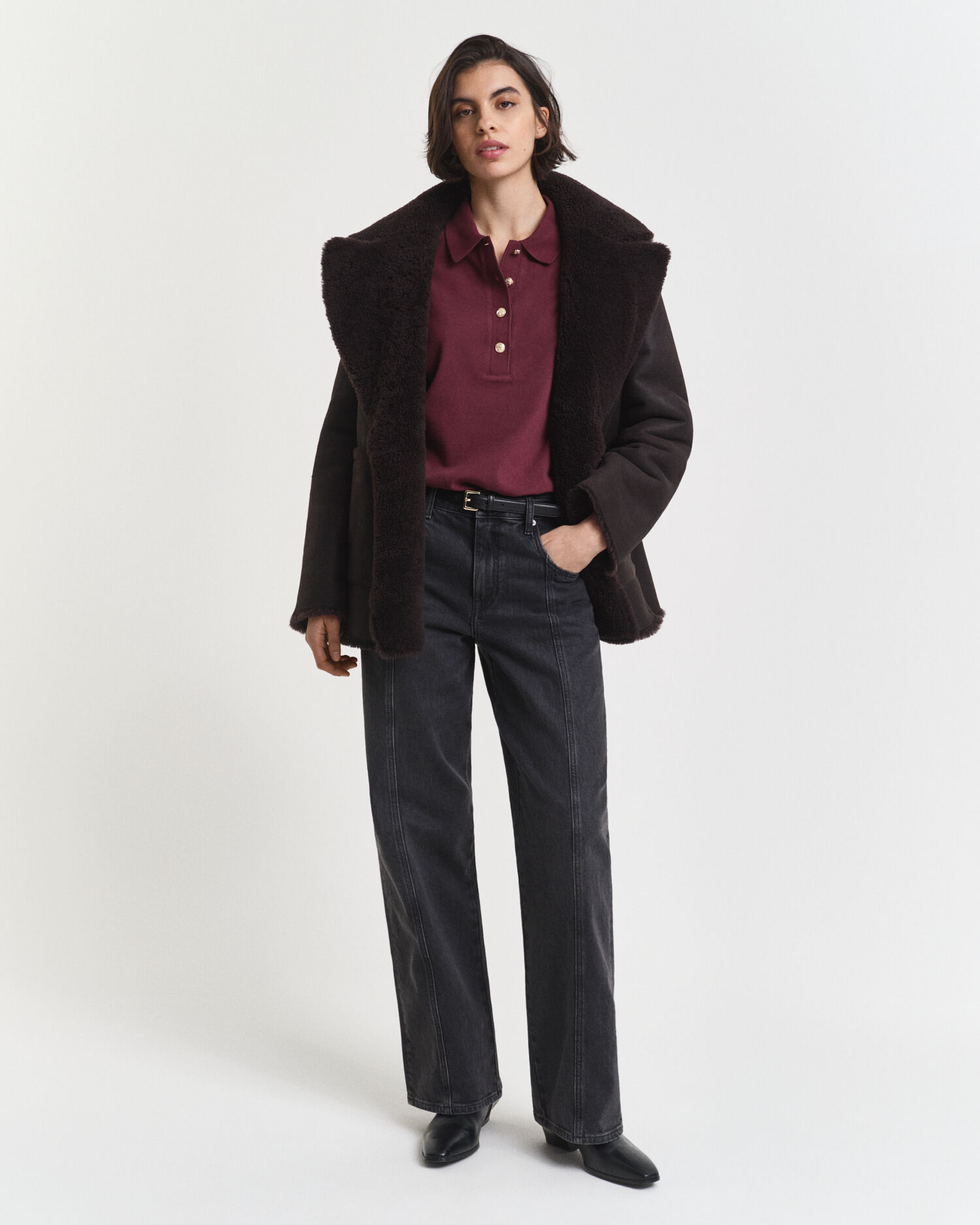 Polo de manga comprida em algodão piqué