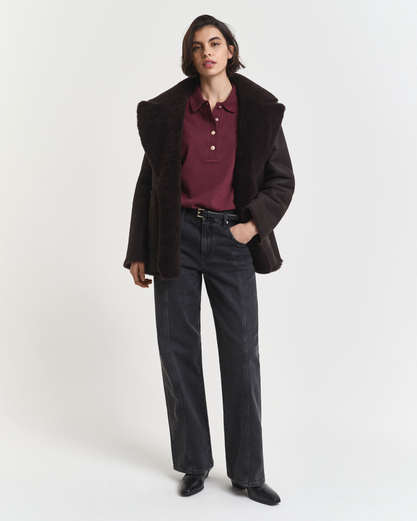 Polo de manga comprida em algodão piqué