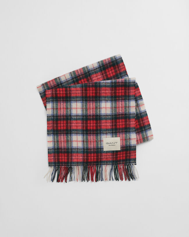 Cachecol em mistura de caxemira com padrão Tartan