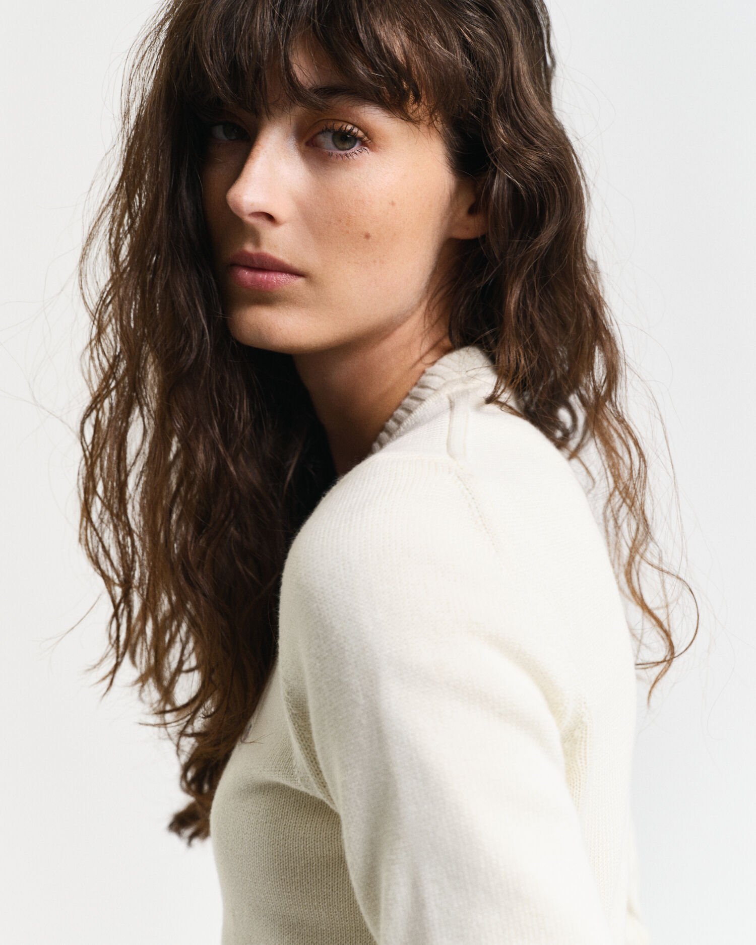 Camisola de malha com decote redondo clássica em algodão