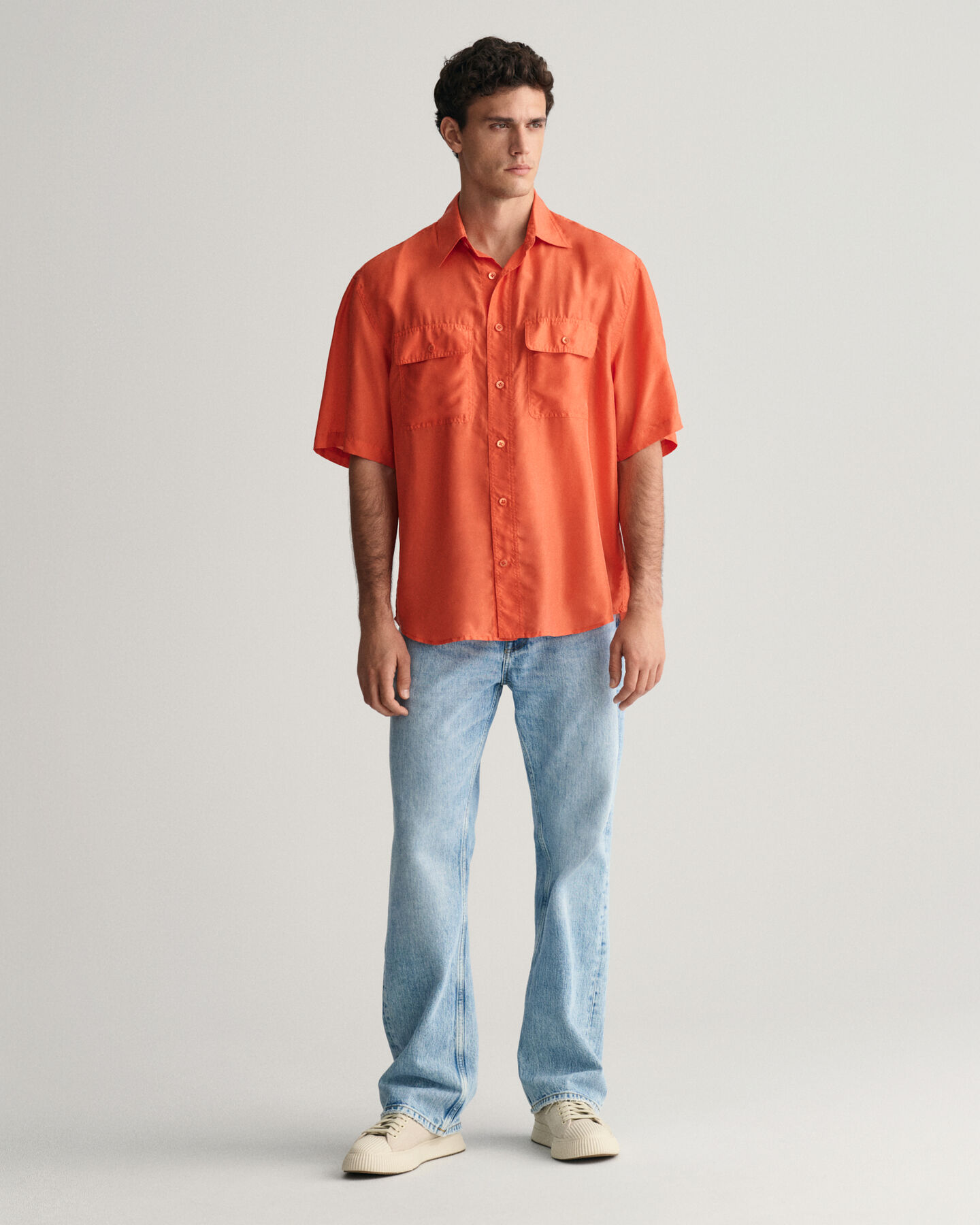 Camisa de manga curta Washed Silk relaxed fit