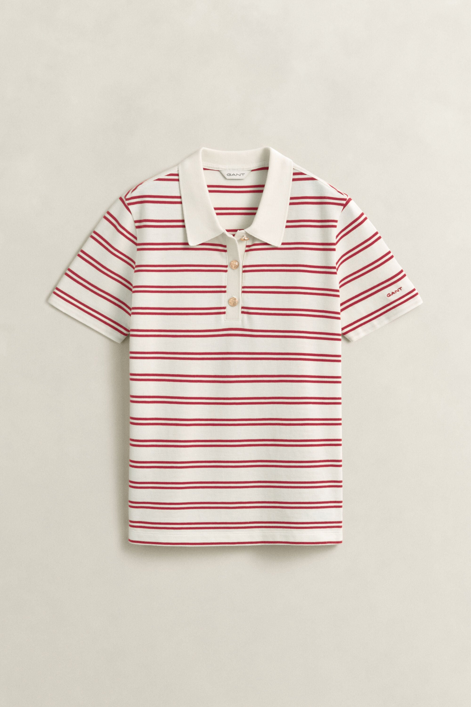 Camisola tipo polo em algodão piqué às riscas