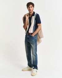 Polo em algodão com bloco de cor