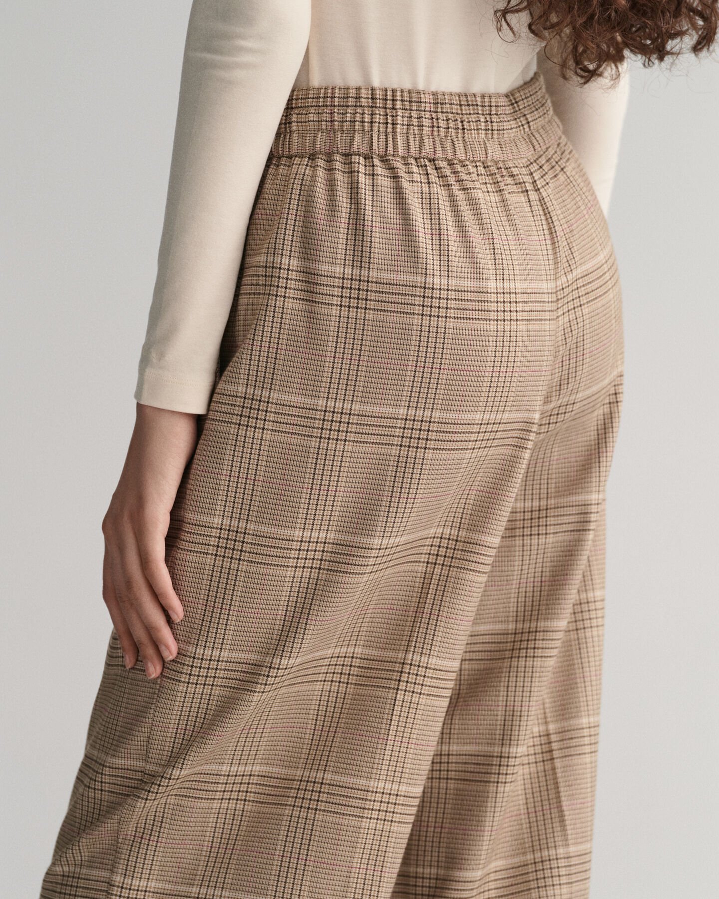 Calças Pull-On com padrão de xadrez relaxed fit