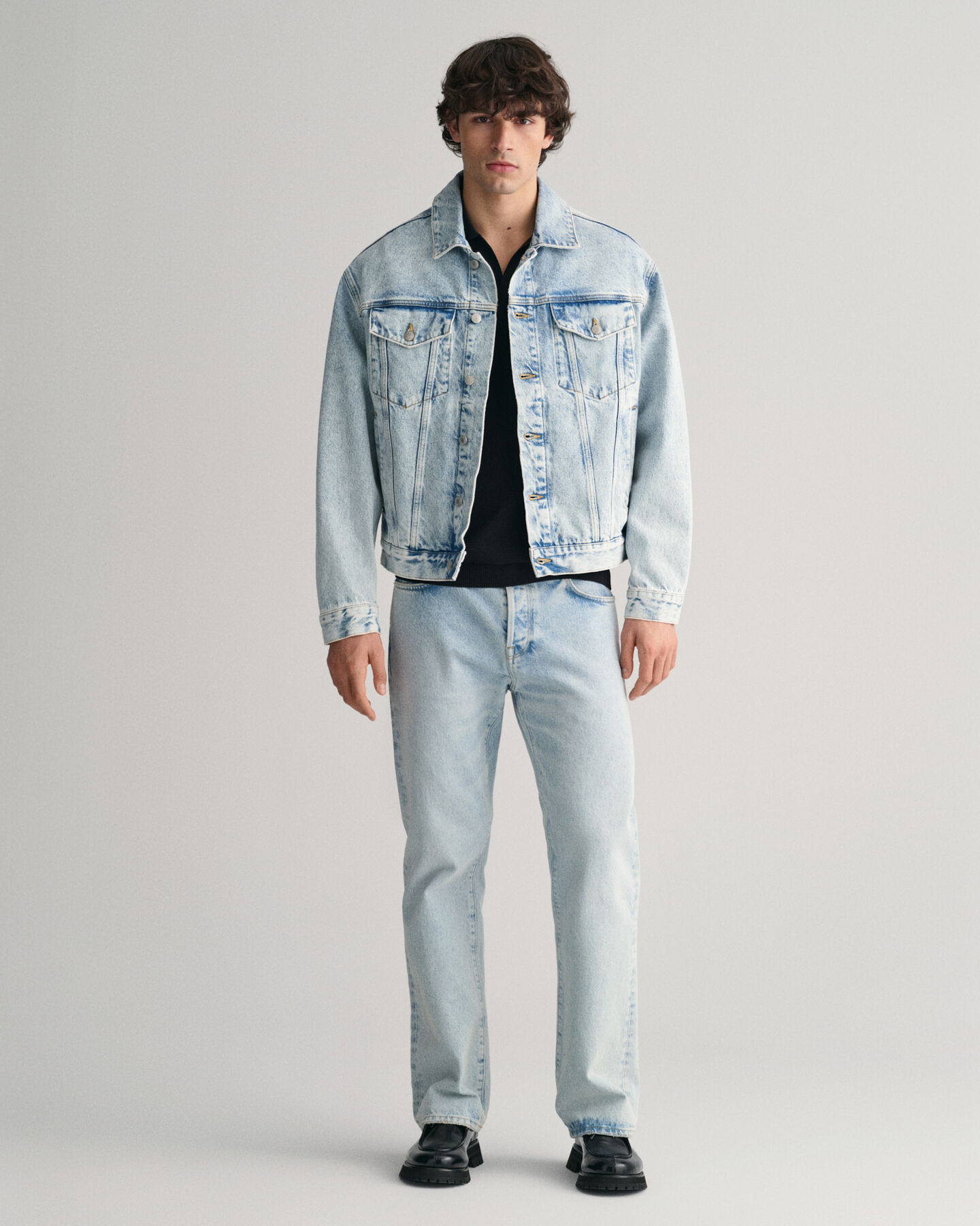 Camisola de malha aberta estilo polo