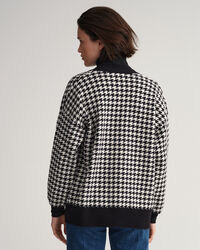 Casaco de malha oversized com padrão Houndstooth