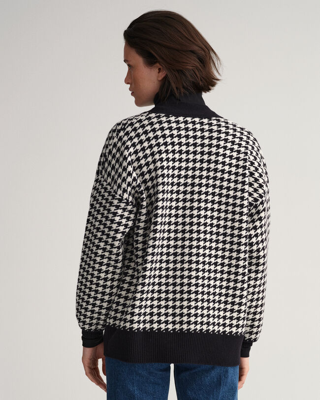 Casaco de malha oversized com padrão Houndstooth