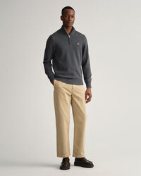 Pulover em algodão com meio fecho Casual