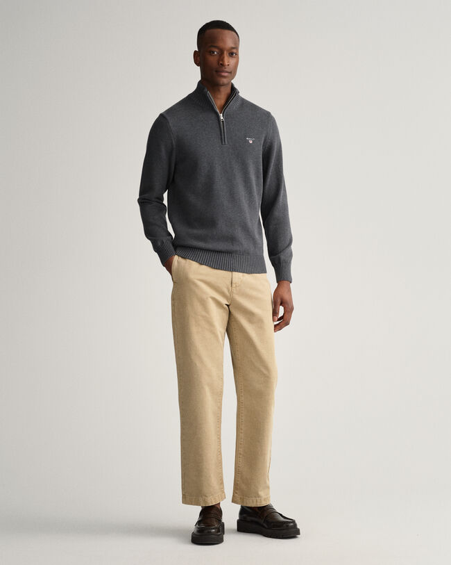 Pulover em algodão com meio fecho Casual