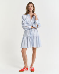 Vestido em popelina às riscas Classic