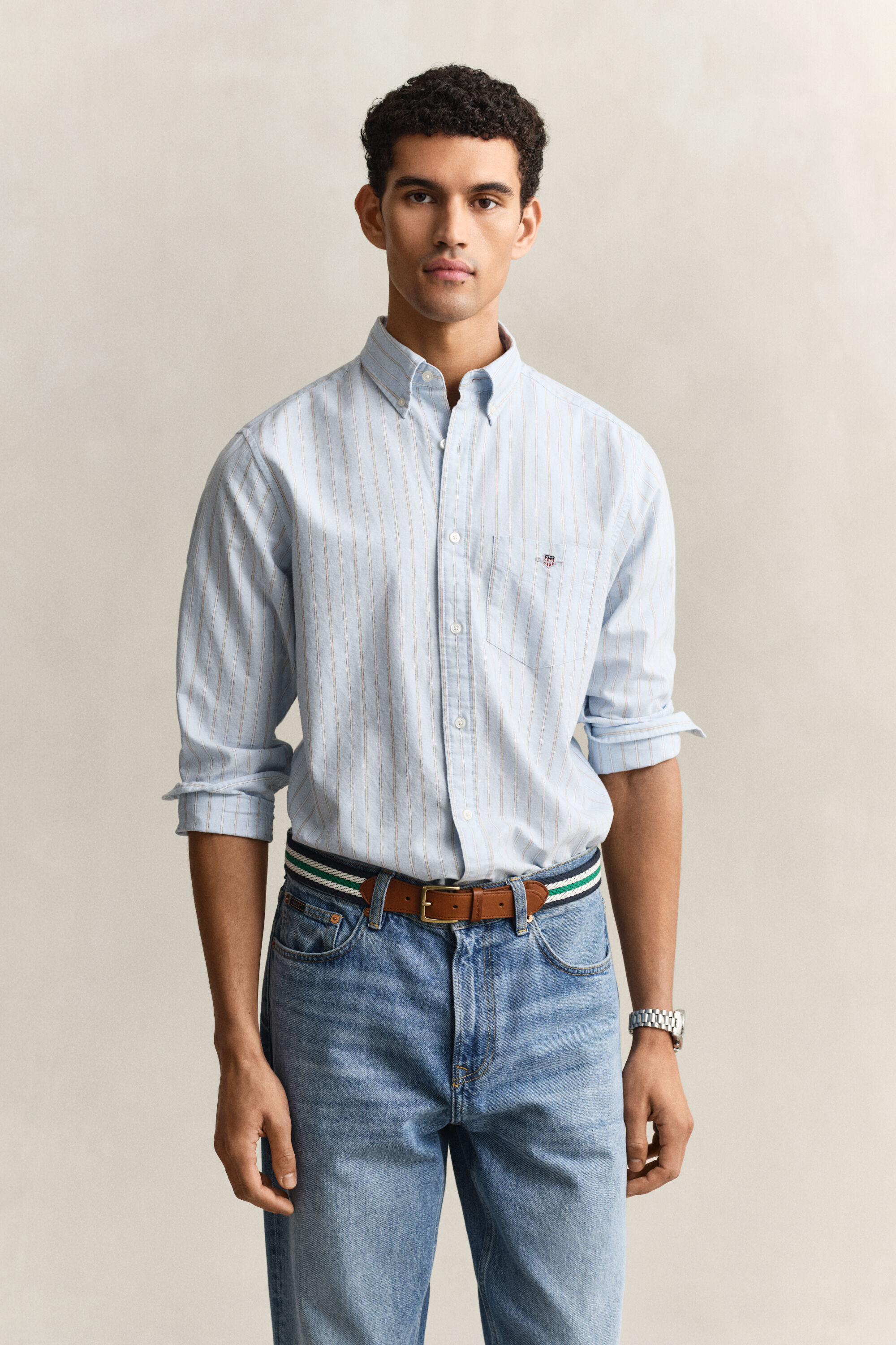 Camisa Oxford às riscas Classic