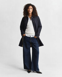 Camisola de malha entrançada com decote em V em algodão com elastano